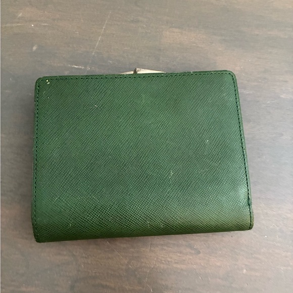 VINTAGE Givenchy Forest Green Bifold Compact Wallet w Gold Tone Accents Leather - Picture 5 of 9